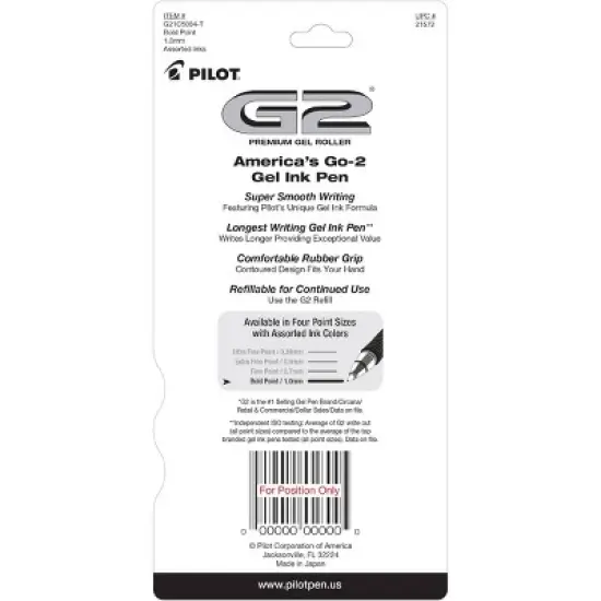 Pilot 5pk G2 Premium Gel Pens Bold Point 1.0mm Assorted Inks image {6}