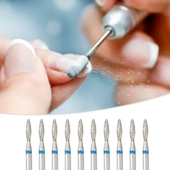 Unique Bargains Emery Nail Drill Bit Set for Acrylic Nails 3/32 Inch Nail Art Tools 44mm Length Blue 10 Pcs image {1}