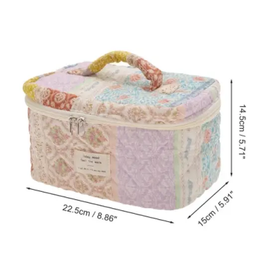 Unique Bargains Ditsy Floral Handheld Quilting Makeup Bag Colorful 1 Pc image {1}