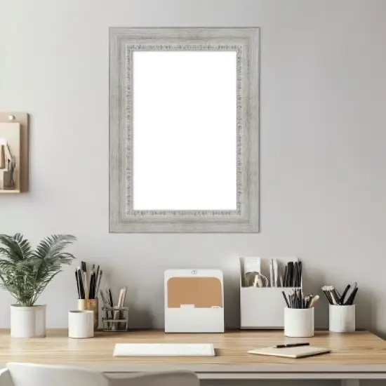 Amanti Art Rustic White Wash Framed Dry Erase Magnetic Board image {5}