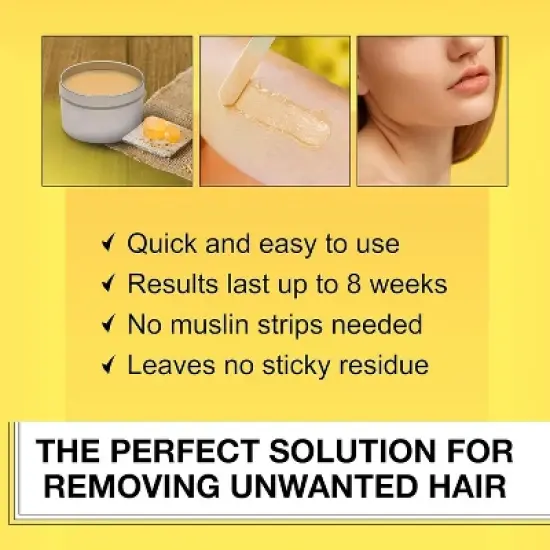 No-Tweeze Hard Wax Hair Remover - 4 oz (PACK OF 2) Innovative Waxing Solution for Unwanted Hair, Leaves Skin Silky Smooth image {2}