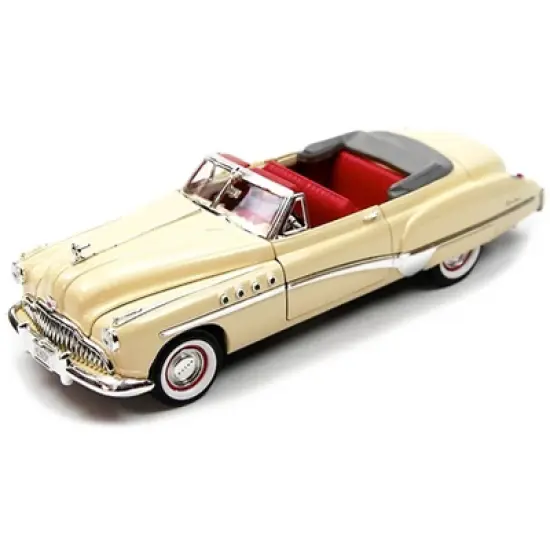 1949 Buick Roadmaster Cream with Red Interior 1/18 Diecast Model Car by Motormax image {1}