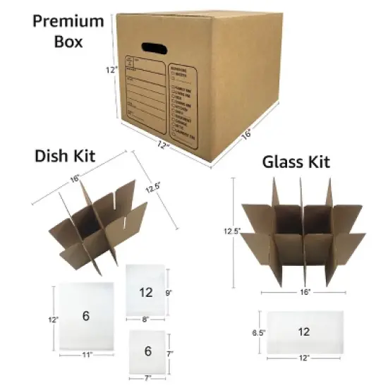 UBMOVE Kitchen Moving Boxes & Supplies Kit #1- (4) Boxes with Dish/Glass Inserts image {2}