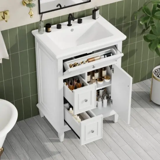 Whisen 24" Bathroom Vanity with Sink, Drawers & Adjustable Shelf image {17}