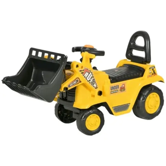 HOMCOM Ride On Bulldozer, Pull Cart Kids Sit & Scoot Construction Toy with Horn, Storage, Shovel for Sand and Snow, Ages 3 Years Old image {3}