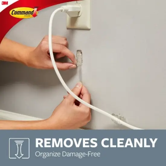 Command Clear Large Cord Clips: Adhesive Hooks for Cable Management, Cord Holder, Extension Cord Clips, 2 Pack image {5}