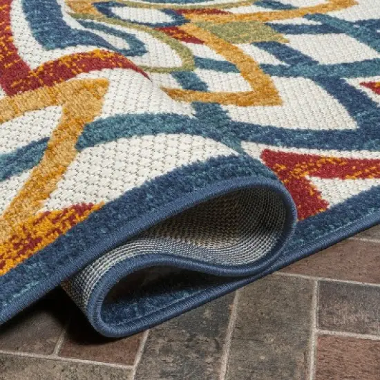 Flora Abstract Bold Mandala High-Low Indoor/Outdoor Area Rug - JONATHAN Y image {4}