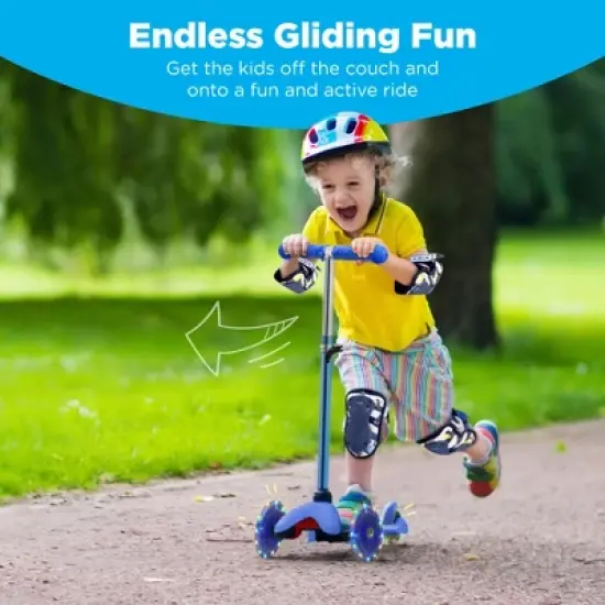 Best Choice Products Kids Mini Kick Scooter Toy w/ Light-Up Wheels and Height Adjustable T-Bar image {2}