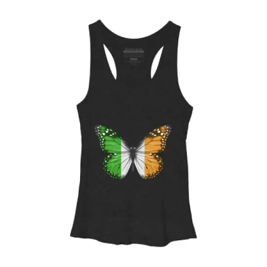 Women's Design By Humans Butterfly Flag Of Ireland By GiftsIdeas Racerback Tank Top image {2}
