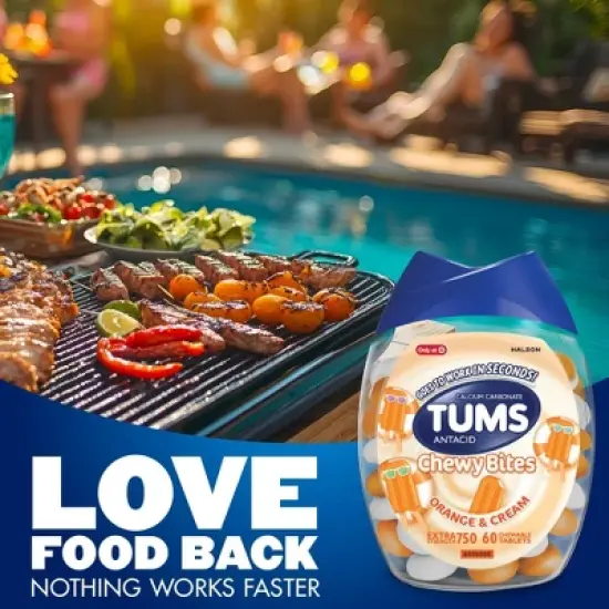 Tums Chewy Bites Orange and Cream Extra Strength Chewable Antacid for Heartburn - 60ct image {4}