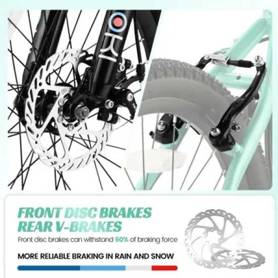 Aukfa 20 Inch Kids Mountain Steel Frame Bike for Boys & Girls Ages 6-12 - 7 Speed Gears, Front Suspension, Disc Brake & V-Brake image {8}