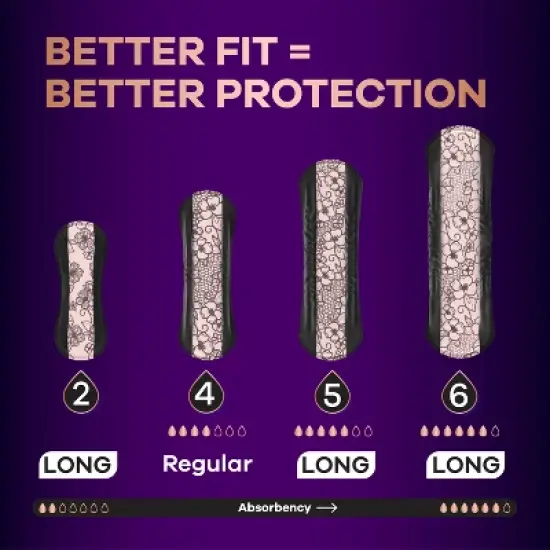 Always Discreet Boutique 6 Drops Incontinence Pads - Extra Heavy - Long Length - 40ct image {3}