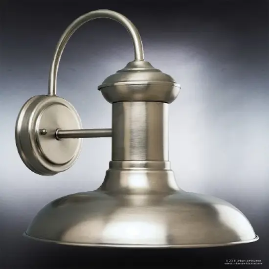 Urban Ambiance Luxury Luxe Industrial Chic Outdoor Wall Light,  12.375"H x 12"W,  Aged Nickel Finish, UHP1030 image {2}
