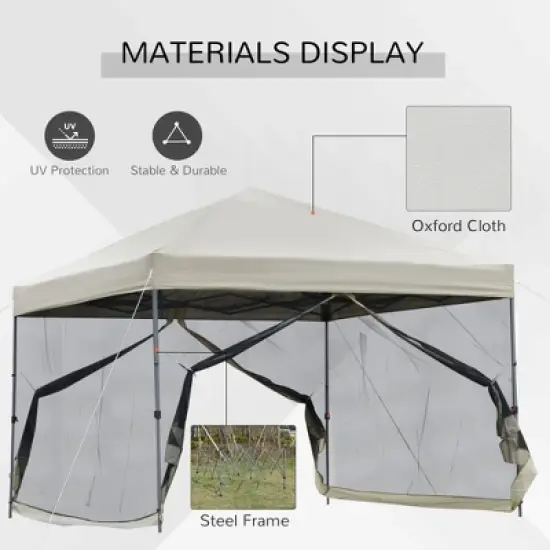 Outsunny 10' x 10' Pop Up Canopy Party Tent with Center Lift Hook Design, 3-Level Adjustable Height, Easy Move Roller Bag image {7}