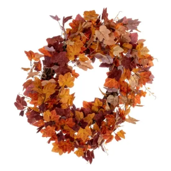 Vickerman 22" Artificial Orange Fall Maple Leaf Wreath. image {4}