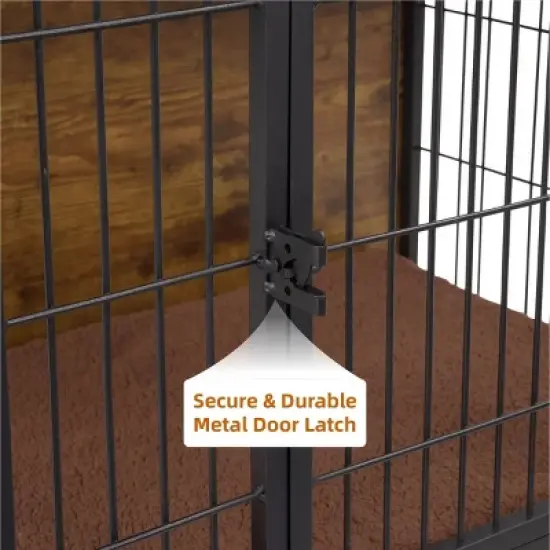 DSVIMOY Dog Crate Furniture with Cushion, 32" Dog Kennel with Double Door for Large Dogs, Brown, 32.48"*22.05"*25.2" image {3}