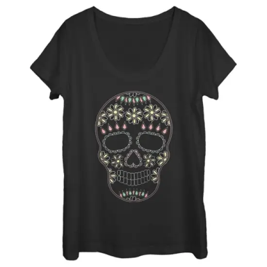 Women's Lost Gods Halloween Sugar Skull Scoop Neck image {3}