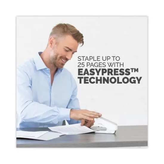 Fellowes LX840 EasyPress Half Strip Stapler, 25-Sheet Capacity, White image {4}