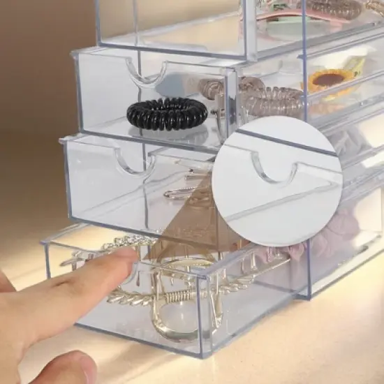 Unique Bargains Multi-layer Hair Accessories Organizer with 6 Drawers Clear 1 Pc image {2}
