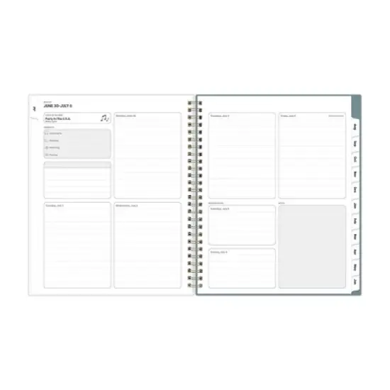 Blue Sky 7"x9" 2025-2026 Weekly/Monthly Wirebound Planner Clear Cover Langostino Stripe image {4}