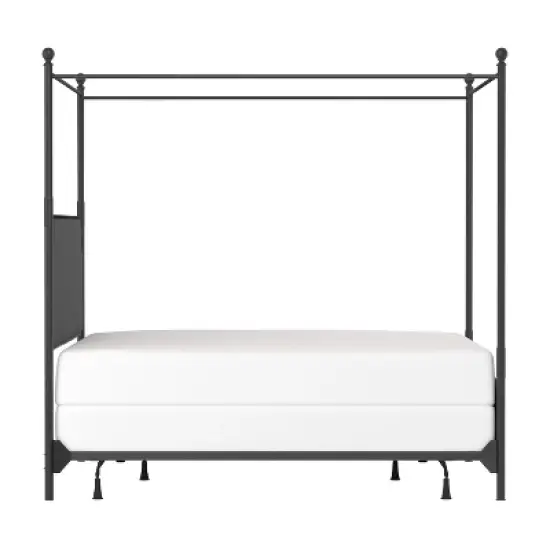 Mcarthur Metal and Upholstered Canopy Bed Matte Black/Gray Fabric - Hillsdale Furniture image {5}