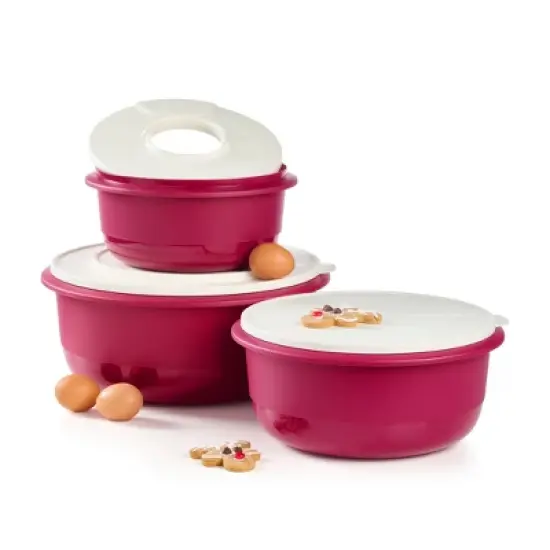 Tupperware 7pc Food Storage Ultimate Mixing Bowl Set Berry Pink image {3}