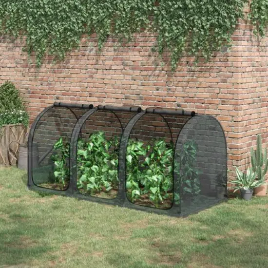 Outsunny Crop Cage with Two Zippered Doors, Storage Bag and Ground Stakes, Plant Protection Tent image {2}
