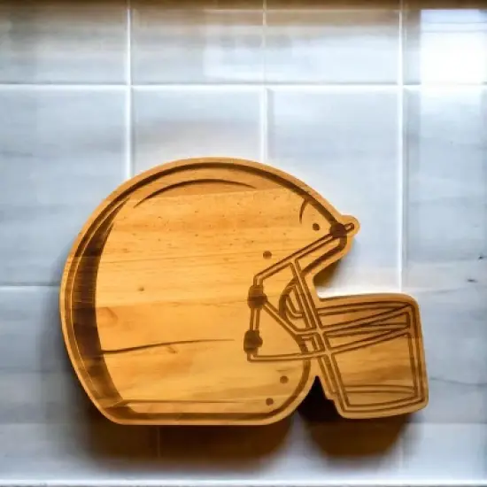 Slickblue Football Helmet Wood Board for Snacks, Tailgate & Game Day Parties, 15" Charcuterie Tray image {3}