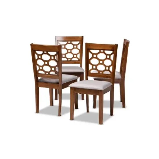 4pc Peter Fabric Upholstered and Wood Dining Chairs - Baxton Studio image {6}