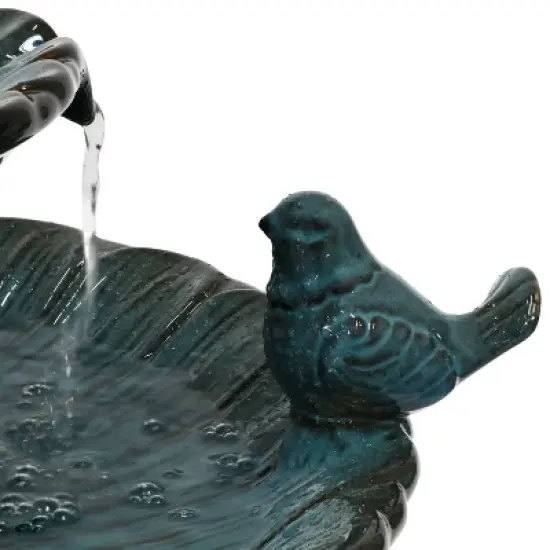 Sunnydaze 27"H Electric Ceramic 2-Tier Resting Birds Outdoor Water Fountain image {6}