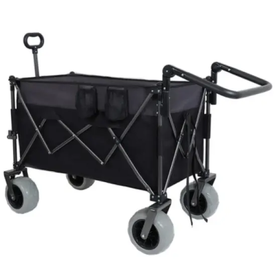 NAYSAYE Wagon Multi Functional Folding Cart with Rotating Handle and All Terrain Wheels for Outdoors, Black and Gray, 45.67"*25.2"*47.24" image {5}