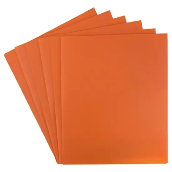 JAM 6pk 2 Pocket Heavy Duty Plastic Folders - Orange image {2}