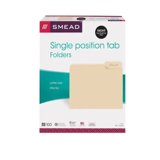 Smead File Folder, Letter, 1/3-Cut Tab Right Position, Letter Size, Manila, 100 Per Box (10333) image {7}