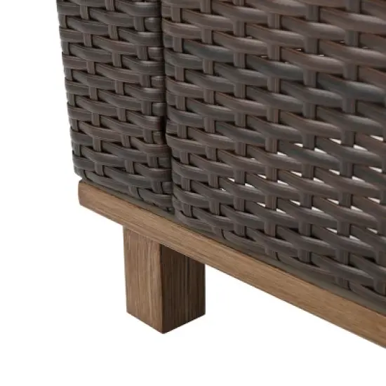 Outdoor Sectional Sofa Set, 2 Pcs Wicker Sofa Set with Single Sofa, Sofa with PE Cushions and Iron Frame, Rattan Armrest Sofa-Coolbibila image {5}