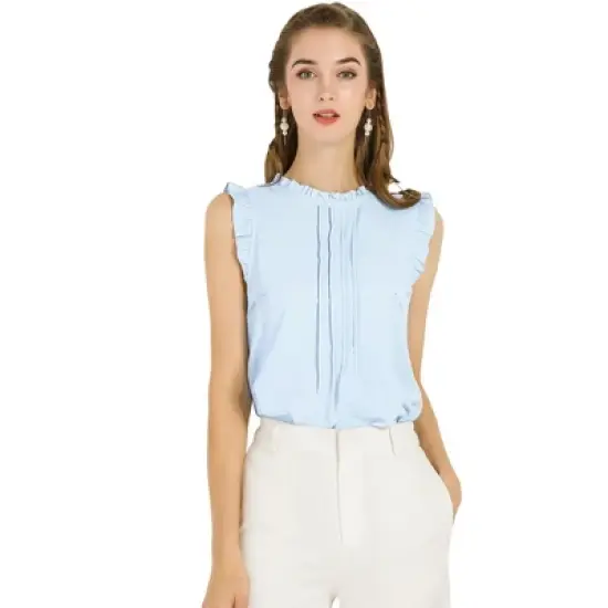 Allegra K Women's Ruffled Business Office 1950s Vintage Sleeveless Blouses image {1}