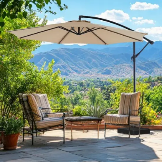 DSVIMOY Patio Umbrellas, Cantilever Umbrella with 8 Ribs, Outdoor Sun Shade with Wind Vent for Lawn Garden Pool, Beige, 117.6"*84.72"*117.6" image {2}