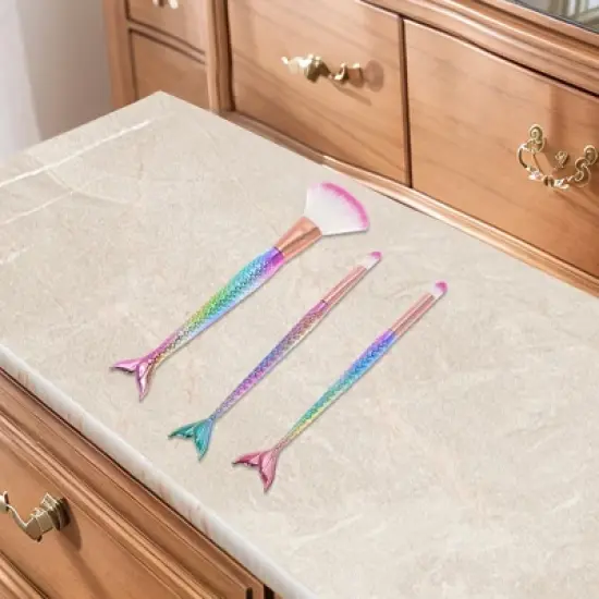 Unique Bargains Mermaid Makeup Brush Pink 3 Pcs image {4}