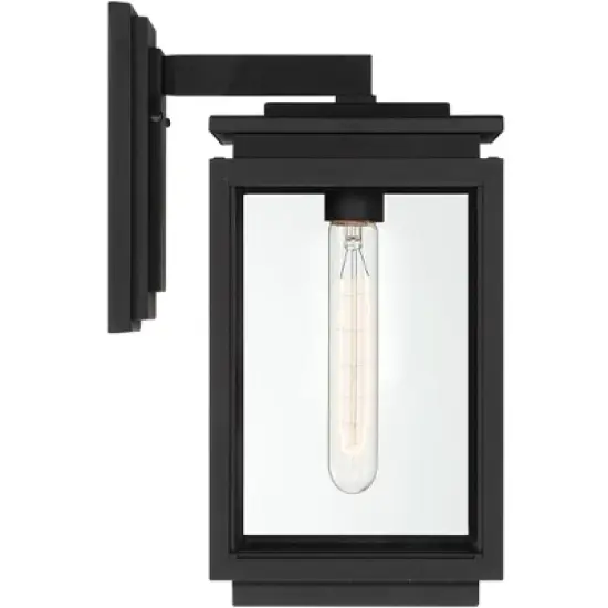 Possini Euro Design Atkins Modern Outdoor Wall Light Fixture Matte Black 14 1/4" Clear Glass for Post Exterior Barn Deck House Porch Yard Posts Patio image {6}