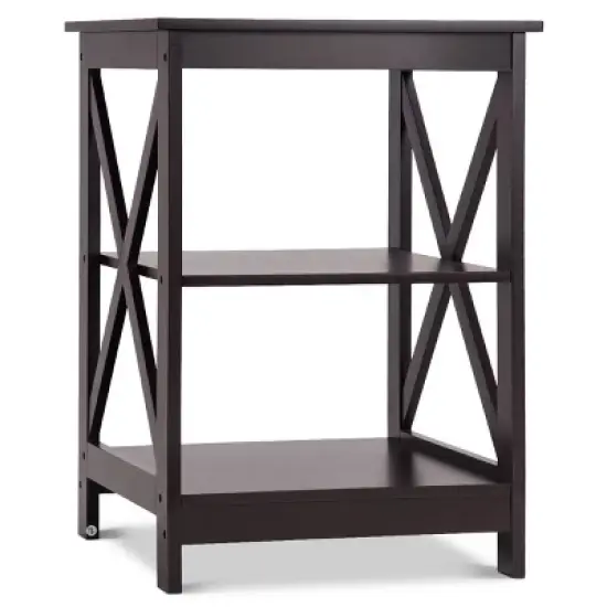 Costway 3-Tier Nightstand End Table Storage Display Shelf Living Room Furniture Espresso NEW image {9}