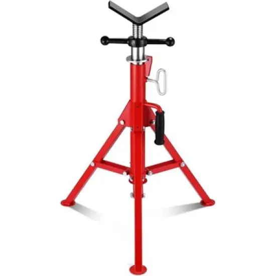 V-Head Pipe Jack Stand, 2500LB Load Capacity with Folding Legs, 28"-52" Adjustable Height ，for Welding, Pipe Threading, Red image {8}