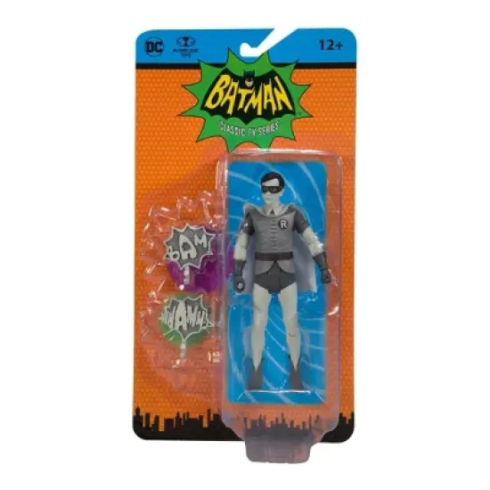 McFarlane Toys DC Retro Batman 66 6" Figure - Robin (Black and White TV Variant) image {1}