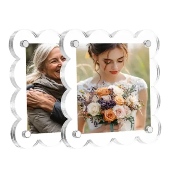 Unique Bargains Double Sided Fujifilm Mini Picture Acrylic Wavy Fridge Magnetic Frames 2 Pcs image {8}