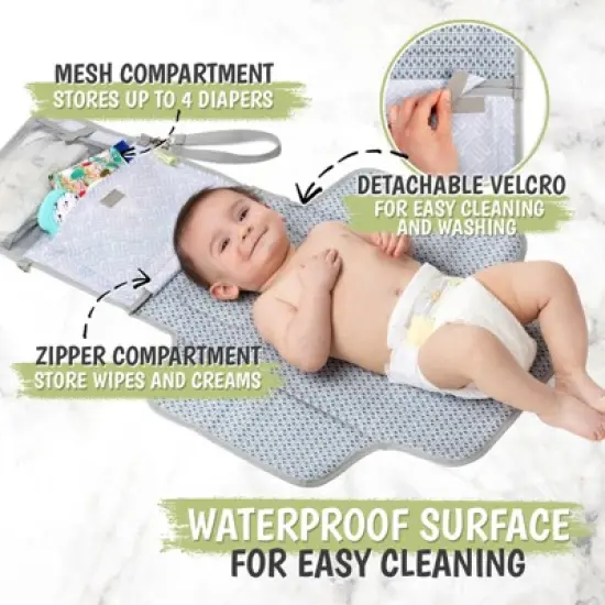 KeaBabies Ezee Diaper Changing Pad, Portable Diaper Changing Mat, Waterproof Foldable Diaper Changing Pad image {4}