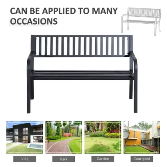 Dexmalle Backreat Withcurved Armrests Patio Garden Bench image {4}