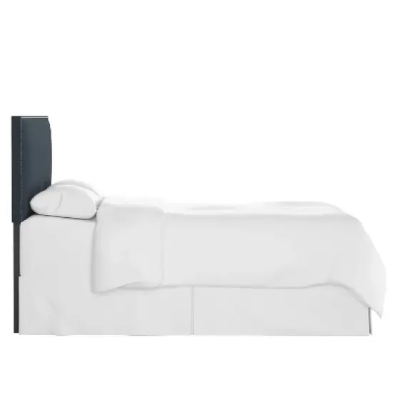 Queen Bella Nail Button Border Headboard Navy Linen/Pewter - Skyline Furniture image {2}