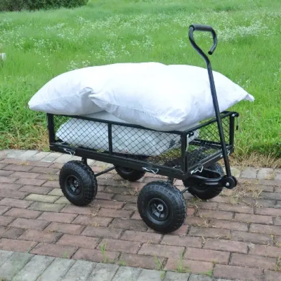 UBSSO Heavy-Duty Steel Mesh Garden Cart, All-Terrain Utility Wagon for Hauling, TC1840BKG image {13}