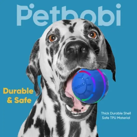 Petbobi Interactive Toy Dog Ball for Medium and Large Dogs, Active Rolling Ball for Dogs with LED Flash Light and USB Rechargeable, blue image {2}
