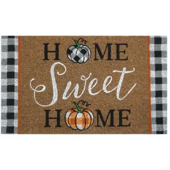 Briarwood Lane Home Sweet Home Pumpkins Fall Natural Fiber Coir Doormat Checkers 30" x 18" image {2}