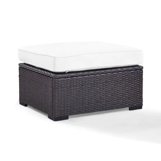 Biscayne Outdoor Wicker Ottoman - White - Crosley image {6}