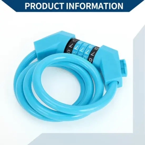 Unique Bargains Extended Bicycle Padlock Cable Lock Spiral Resettable 5 Digit Bike Lock Blue Set image {4}